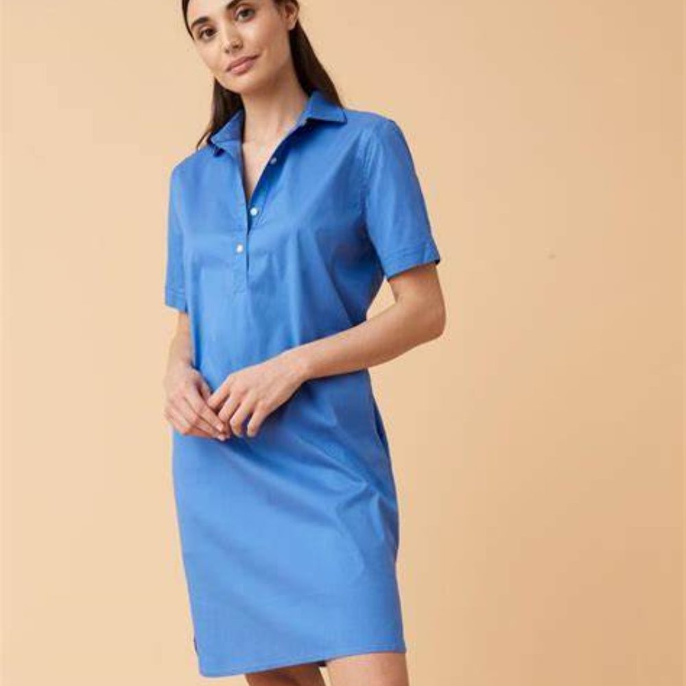 Untuckit Women's Cotton Shirt Dress "presley" Button Shirt dress in Blue